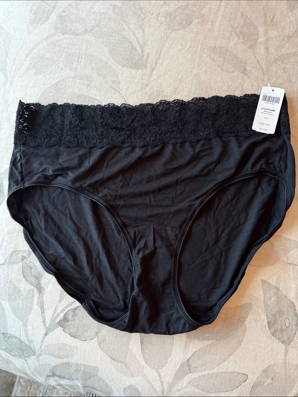 Soma Black Lace-Waist Full Coverage Briefs - Black